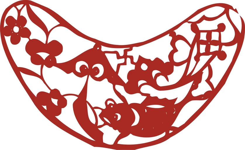 中国风中式传统喜庆民俗人物动物窗花剪纸插画边框AI矢量PNG素材【1147】